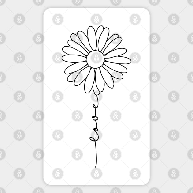 Line drawing Flower Daisy Magnet by canvaslady